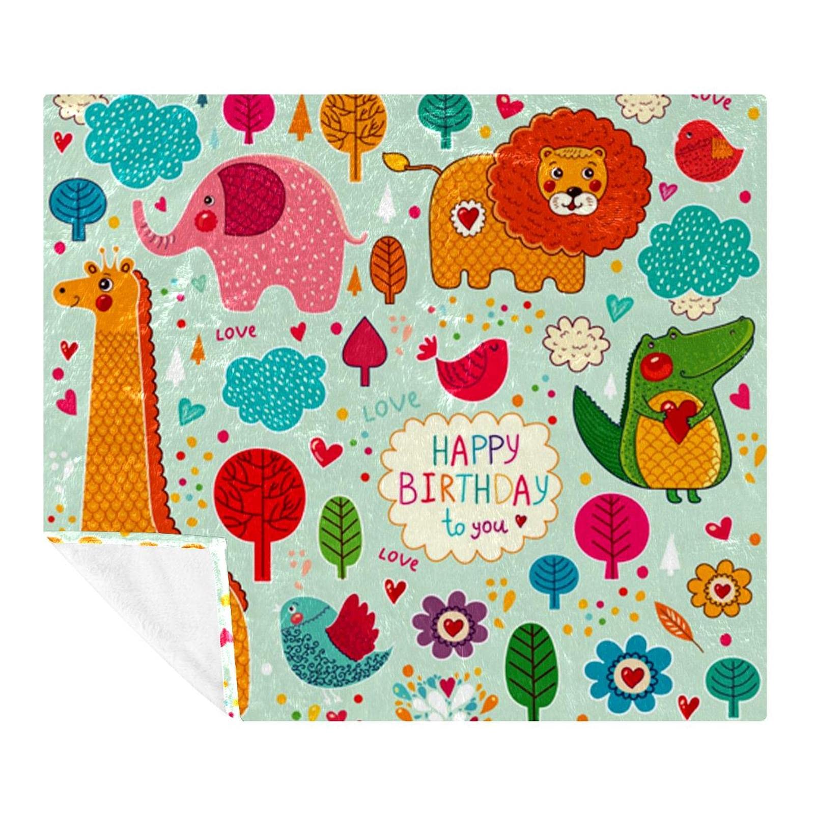 Couverture animaux de la savane en micropolaire douce pour lit et canapé de 150x130 cm