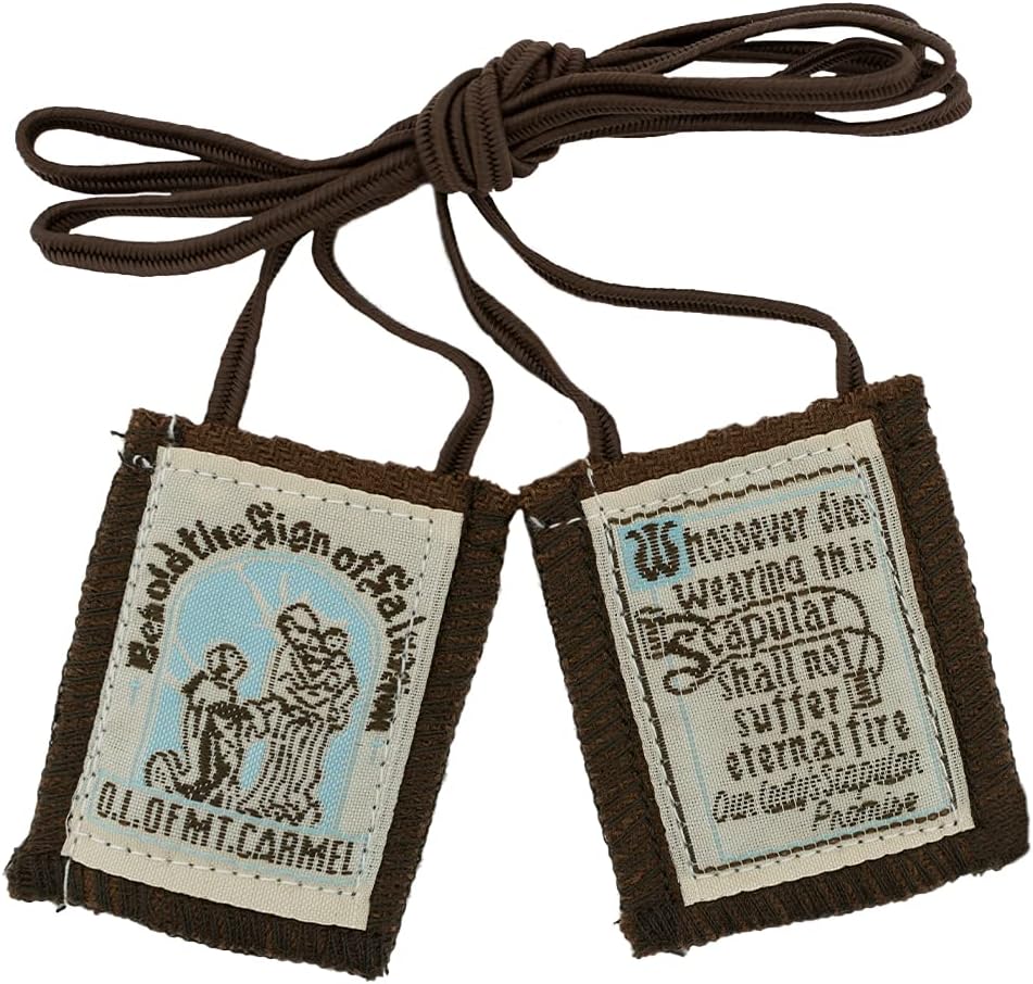 1 X Brown Scapular - "Behold the Sign of Salvation"