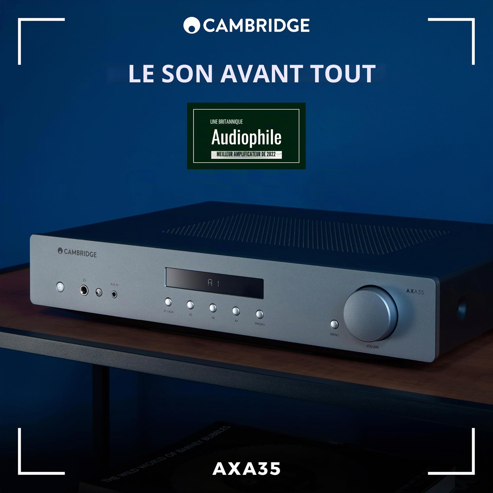 Cambridge Audio AXA35 – Amplificateur stéréo intégré, ampli HiFi 35 watts avec préampli phono intégré, entrée Aux frontale & prise casque – Lunar Grey