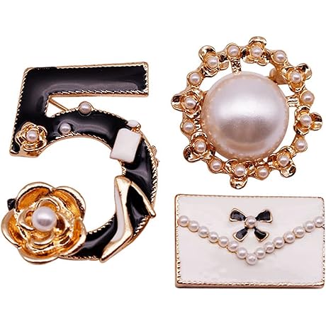Chanel Inspired CC Brooch with Faux Pearl Pin Brooch