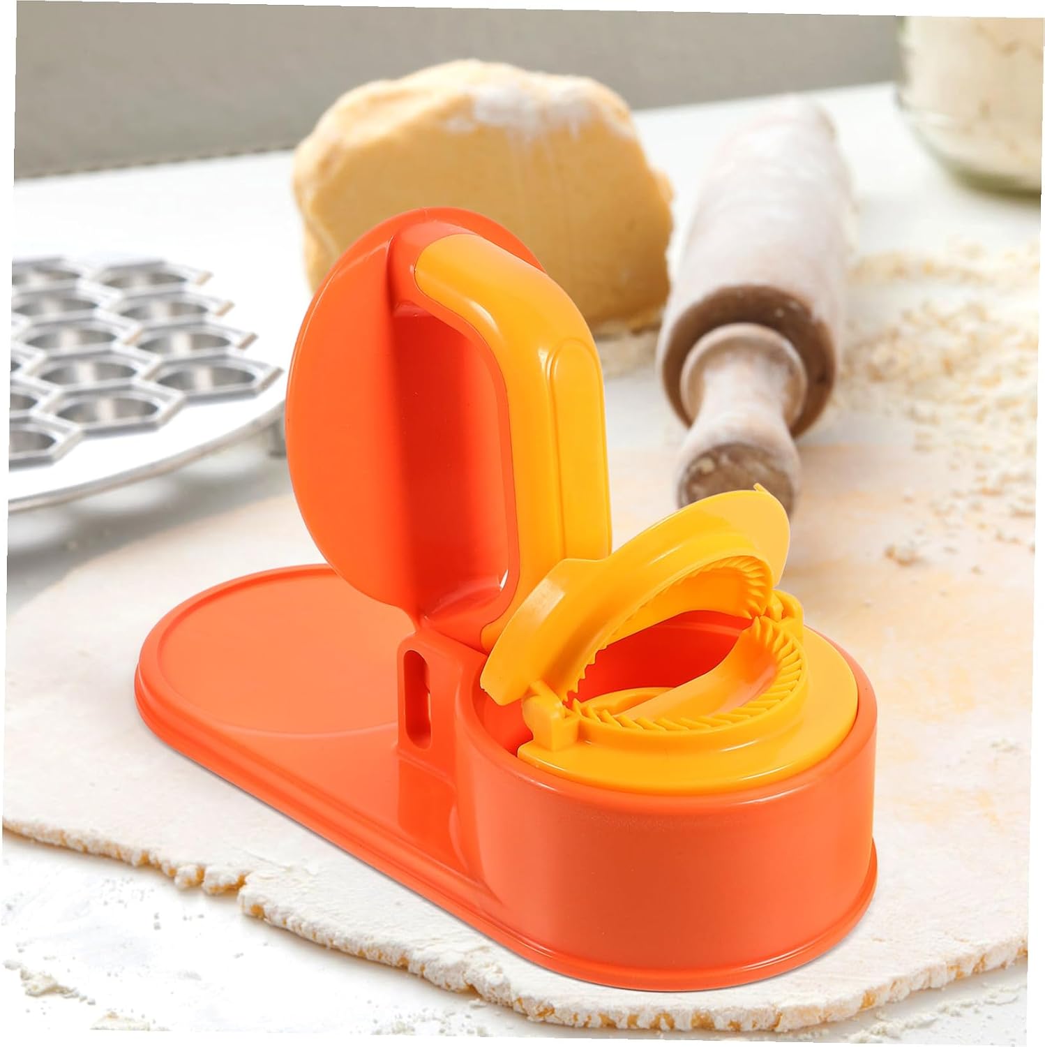 Dumpling Maker Tool Handle, ABS Dough Pressing Tool Orange
