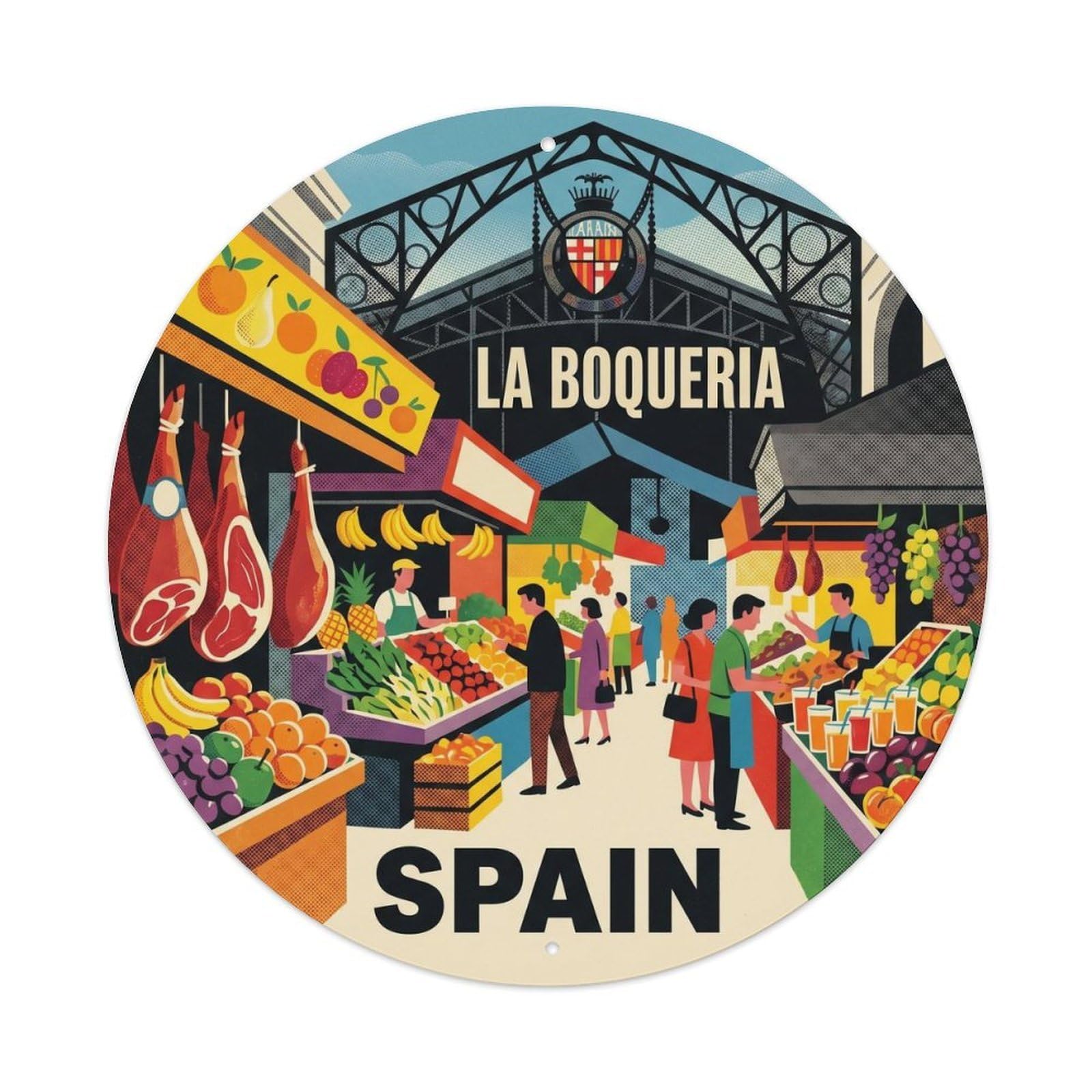 Barcelona La Boqueria Spain Cultural Travel Metal Tin Sign