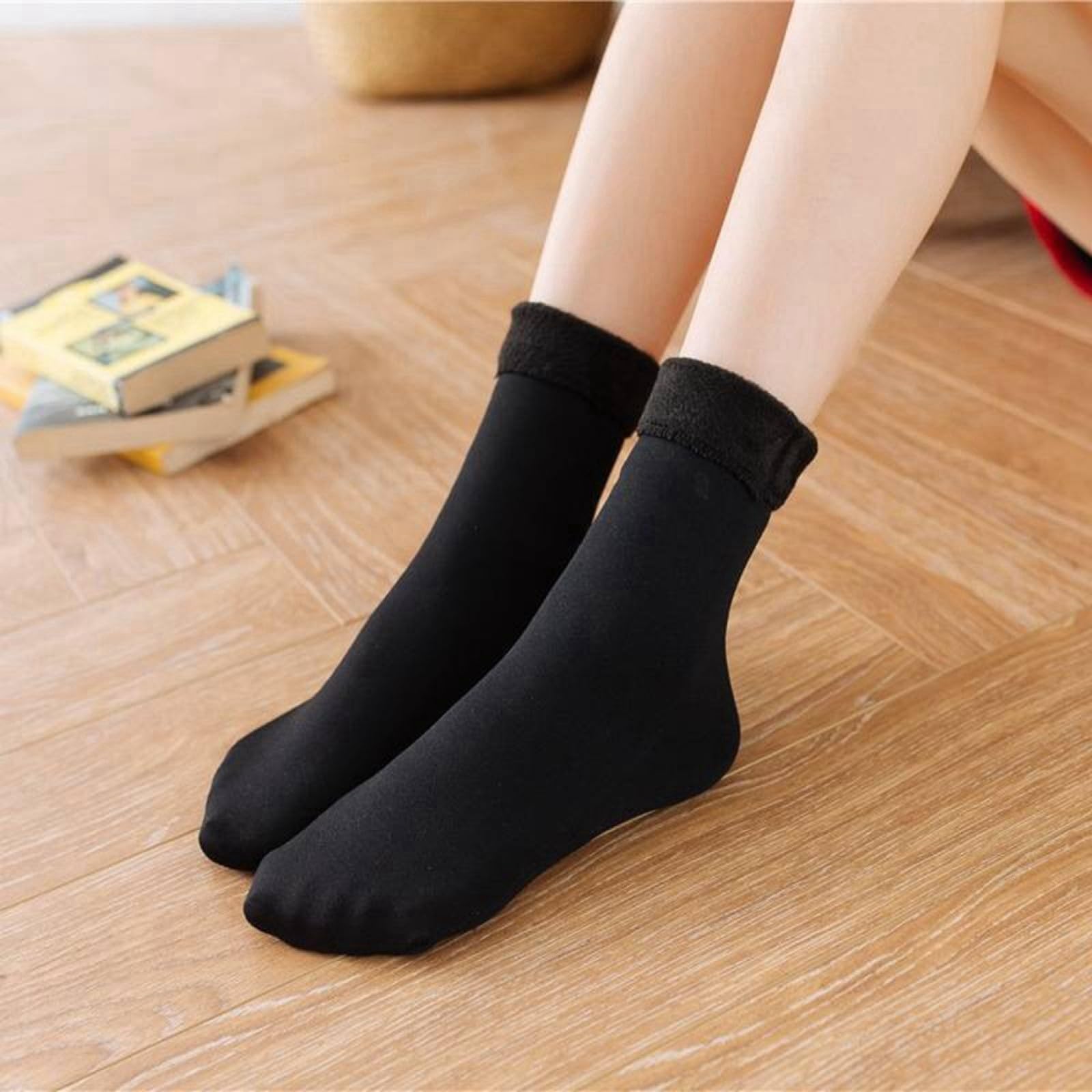 Calcetines De Invierno Para Mujer - Moda Negro 30 Pares Calcetines De Piso De Terciopelo Cálidos Para Mujer Otoño E Invierno Calcetines Suaves Elásticos Engrosados ​​Calcetines De Nieve Trans