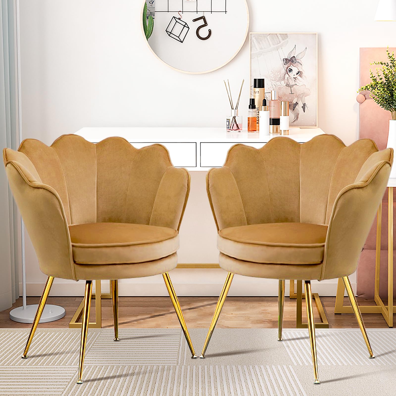 Accent Chairs Set Of For Living Room Velvet Upholstered