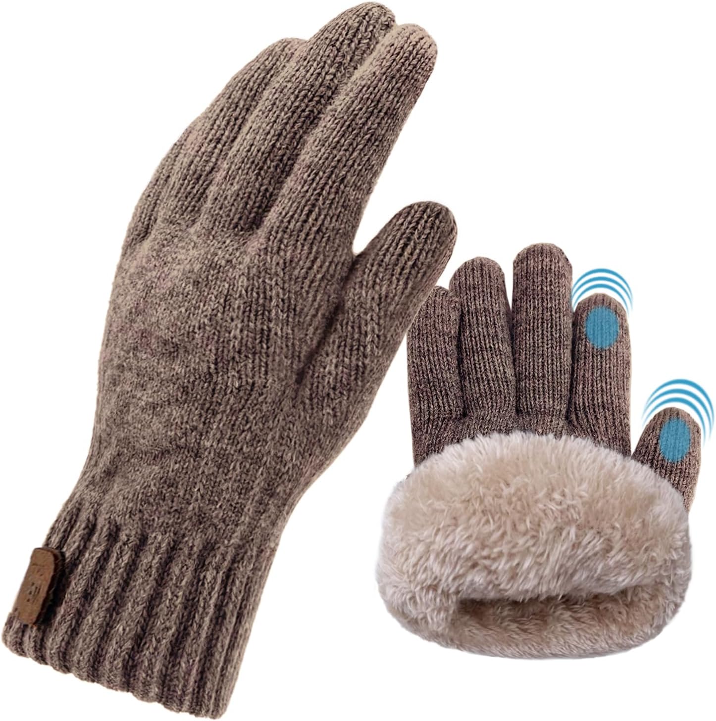 Winter Thermal Touch Screen Gloves for Men With Fleece Lining - Soft Warm Knit for Running Outdoors