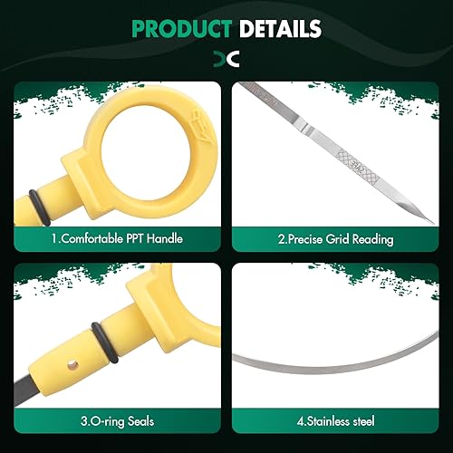 Miniatura 5 de SCITOO 16910-85F12 Varilla de medición de líquido de aceite de motor de 19.84 pulgadas para Chevrolet Tracker 2001-2004, para Suzuki Grand Vitara