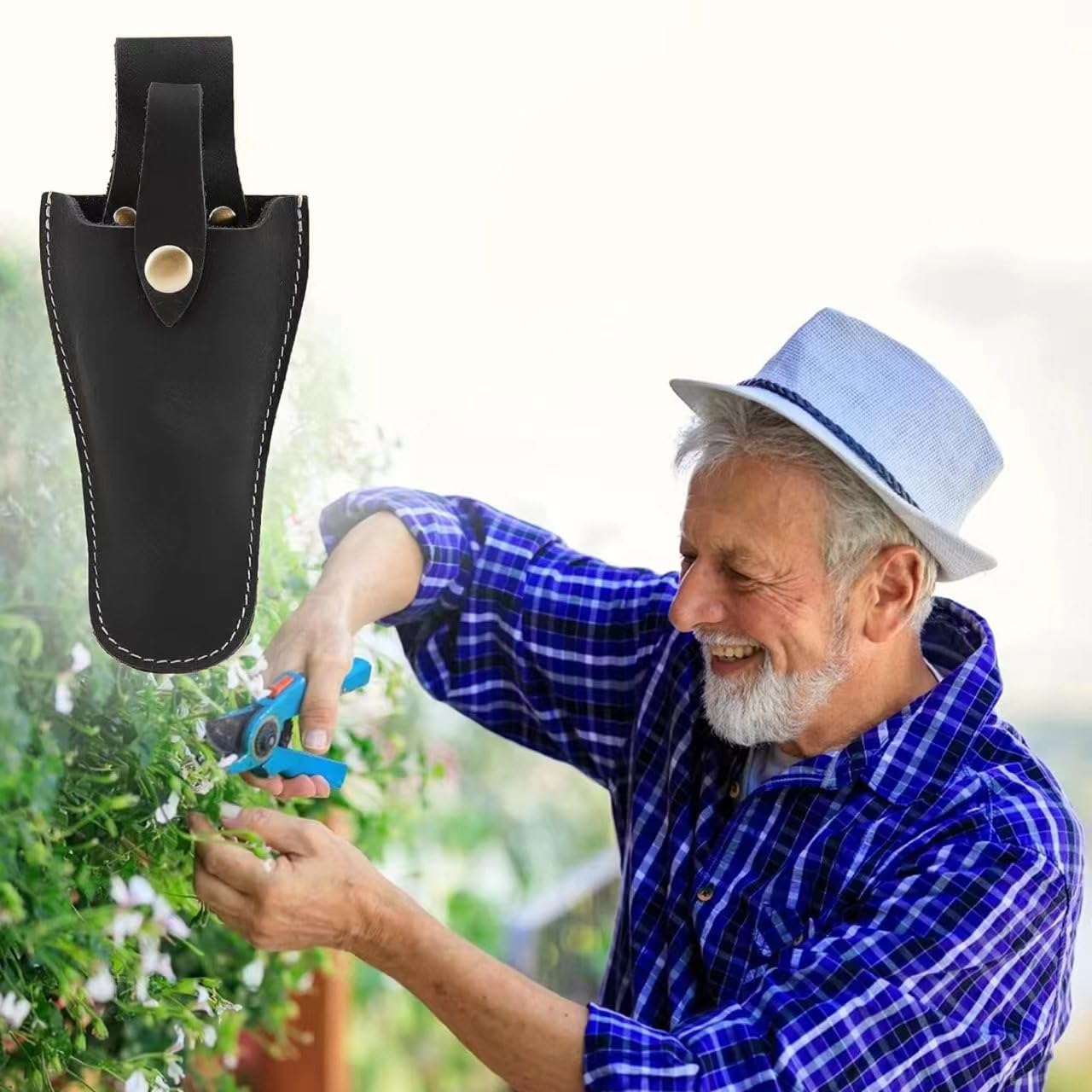 Supporto per cintura per cintura, custodia in pelle resistente, per attrezzi da giardinaggio, per potatura, pinze, cesoie, forbici o coltelli, strumenti regalo per uomini, papà, marito, fidanzato, lui