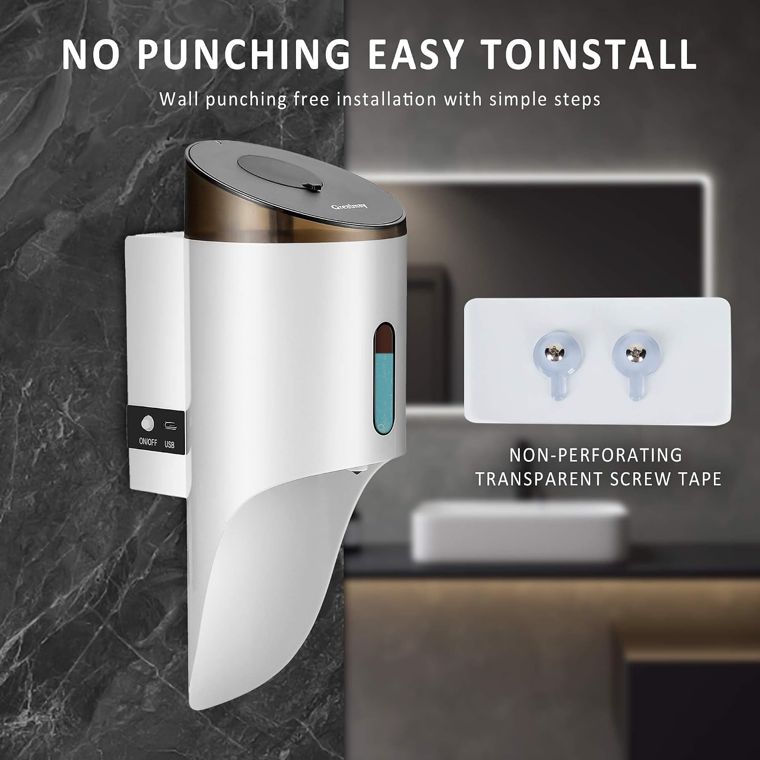 Wall Mounted Automatic Soap DispenserTouchless and Smart Electric Dispenser for Wall,Suitable for Public Places, Hotels and airports (White)