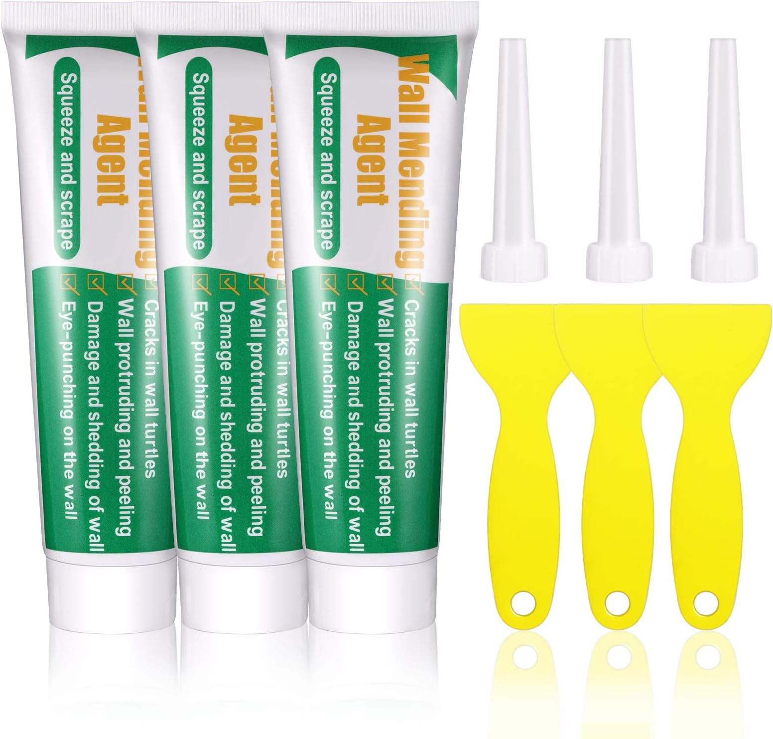 Wall Mending Agent, Microbuy Wall Repair Cream Repair Paste Set, Safe Non-Toxic, Quick & Easy Solution to Fill The Holes and Crack in Wall Surface, Waterproof (3pcs)