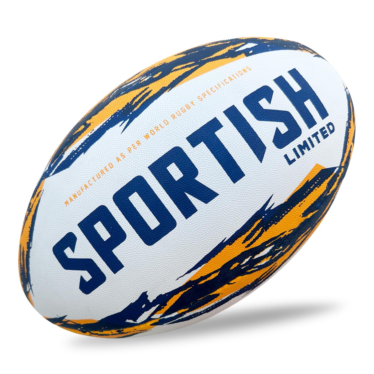 SPORTISH Rugby Training Ball - Size 5, Durable Practice Rugby Ball for Adults, Ideal for Training, Coaching, Garden Play and Matches - Orange