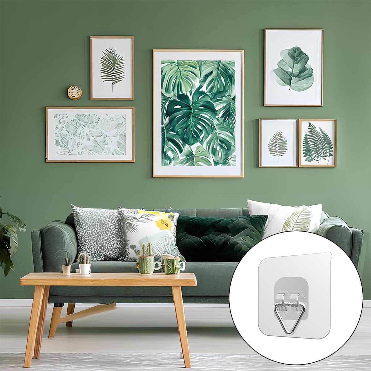 20 Pcs Clear Adhesive Plate Hangers, Invisible Vertical Wall Art Display Holder, 2 Sizes (2.24 & 2.64 Inch) Heavy Duty Self-Adhesive Plastic Hook for Hanging Decorative Plate, Picture Frames, Wall Art