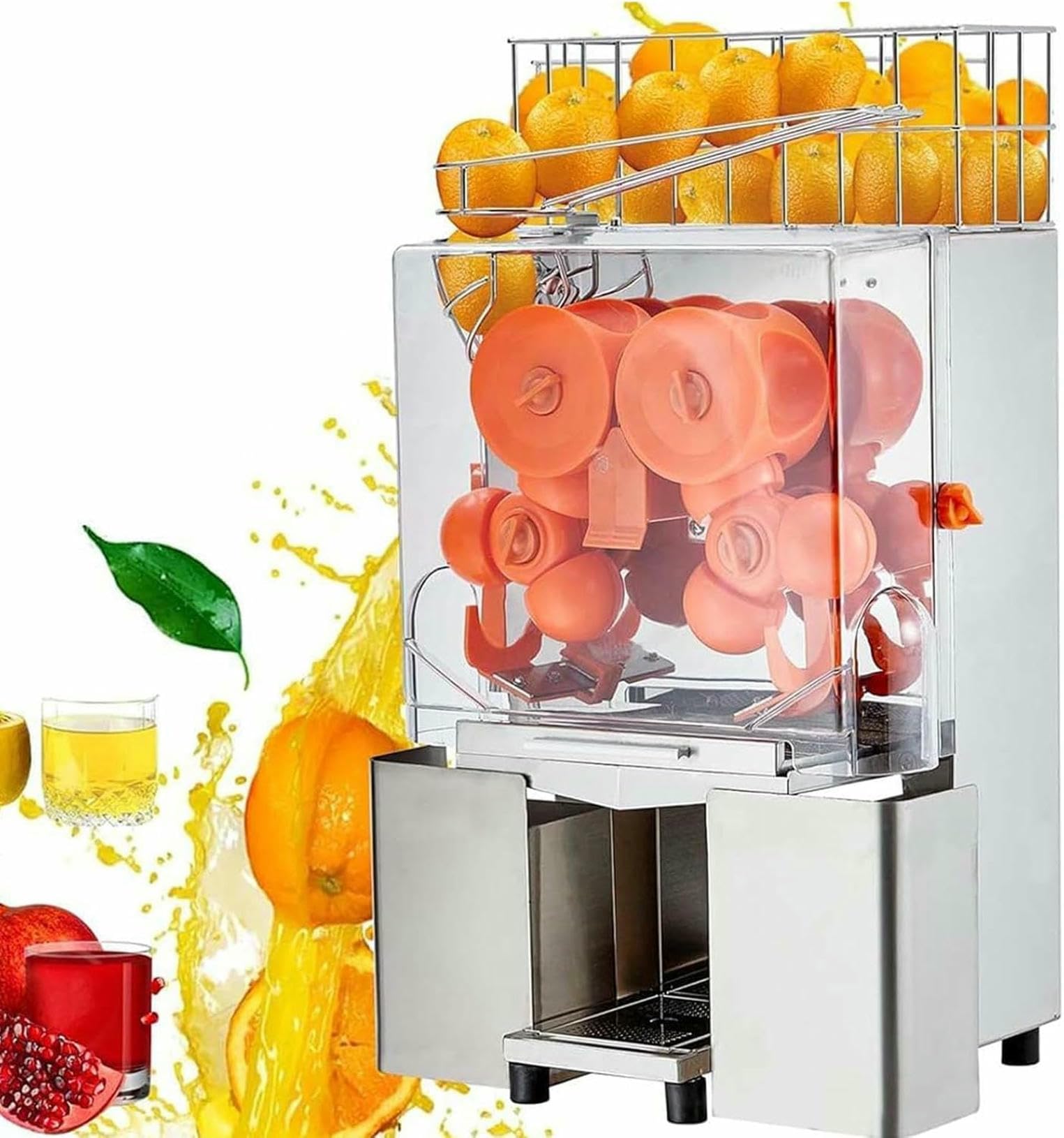 MYUYEE Commercial Juicer Machine,120W Orange Squeezer, Heavt Duty Commercial Juicer with Large Storage Basket, Pull-Out Filter Box, and 2 Collecting Buckets - Wide Applications