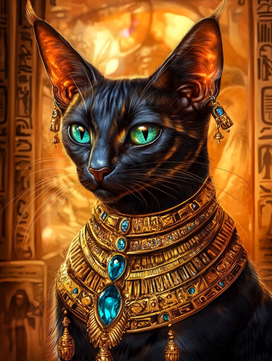 5D Egyptian Bastet Cat Diamond Art 12x16 Inch Full Drill Diamond Painting Kits for Adults & Beginners - DIY Art Crafts for Relaxation and Home Wall Decor 139