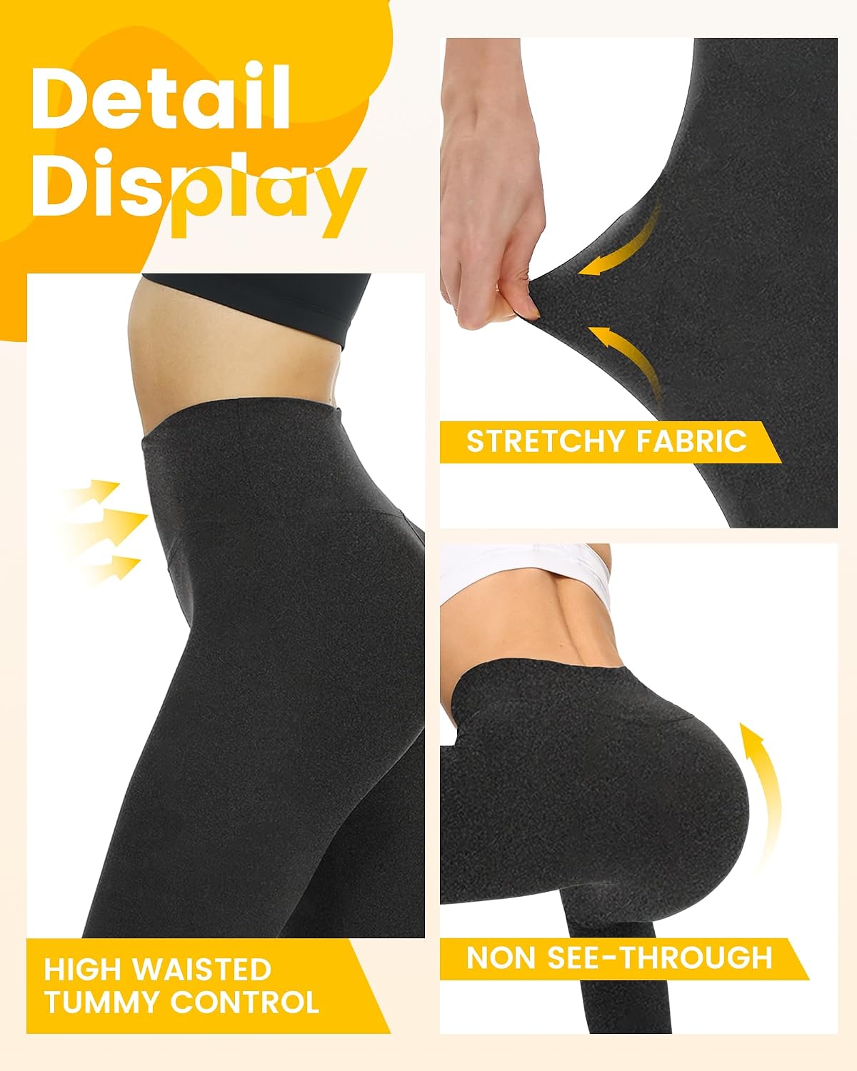 2 Pack Fleece Lined Leggings for Women - Thermal Winter Warm Tights Tummy Control High Waisted Workout Yoga Pants