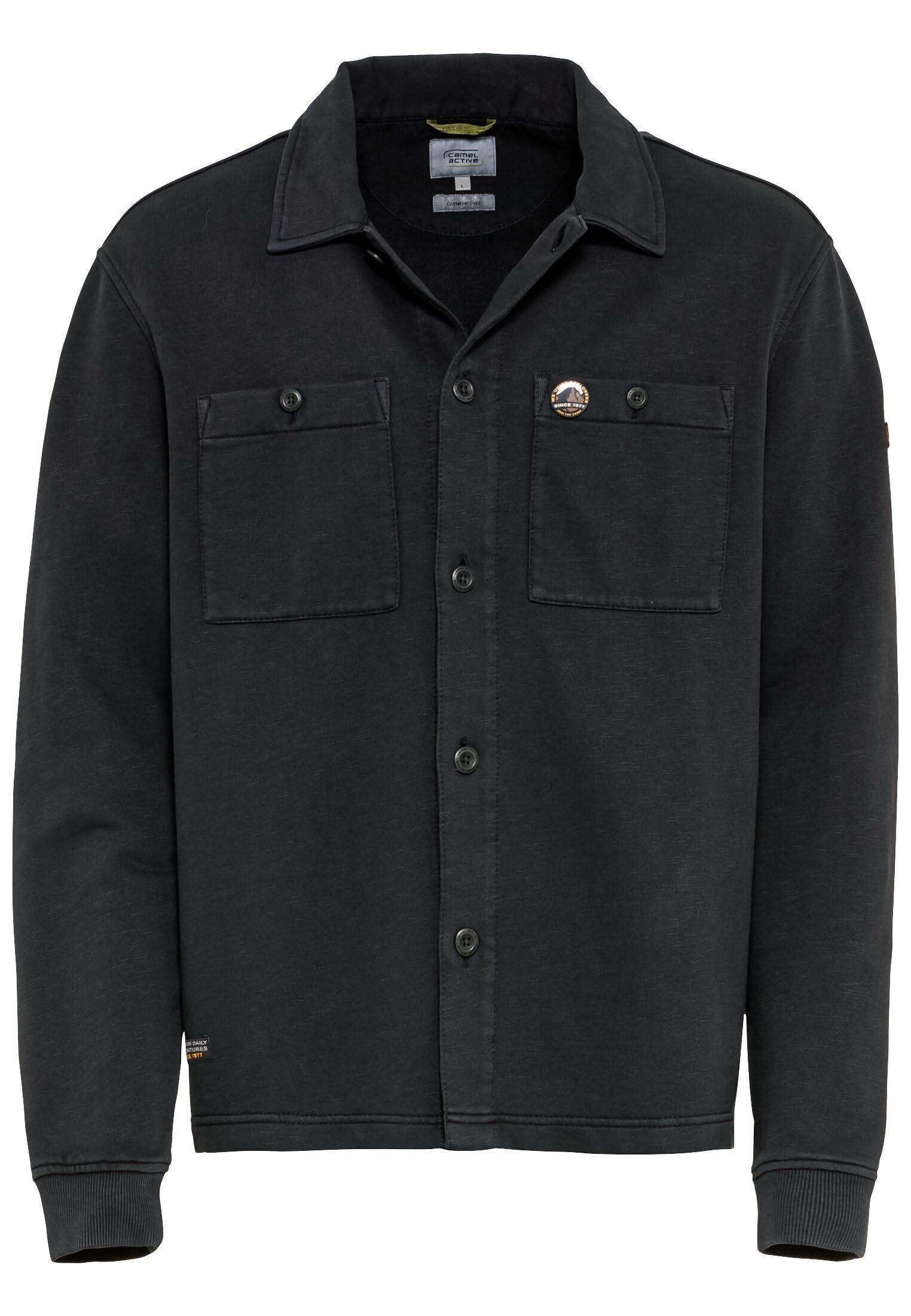 camel active Men's Cotton Jersey Overshirt, black, 5XL