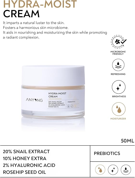 Anyong Snail Extract Intensive Moisturizing and Nourishing Cream 50 ml (20% Snail Extract & Hyaluronic Acid)