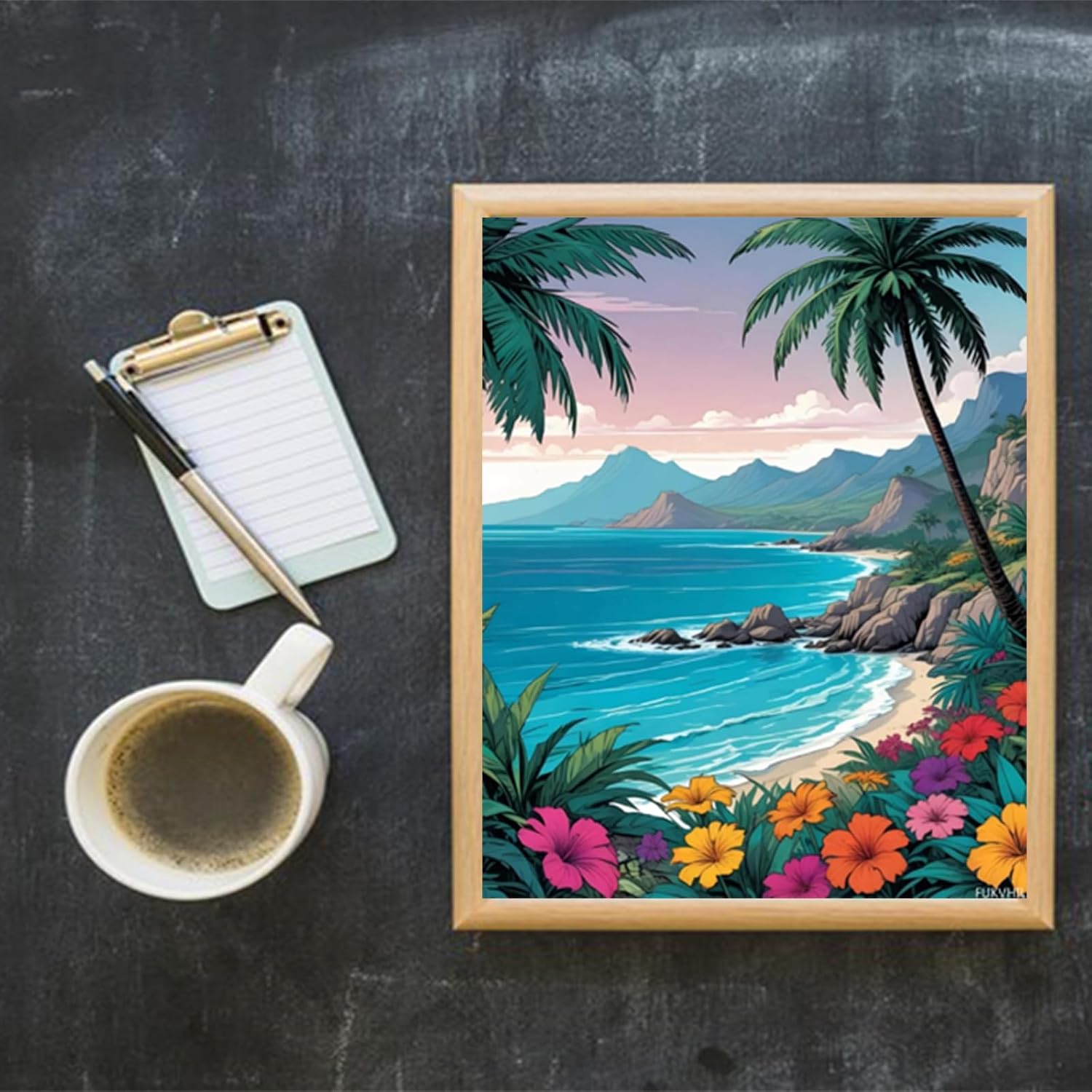 FUKVHIL Retro Seaside Scenery Paint by Numbers Adult Kit Landscape Adult Paint by Number, Beach Paint by Number for Gifts Home Wall Decor UNFRAMED 20x16 inch image 2