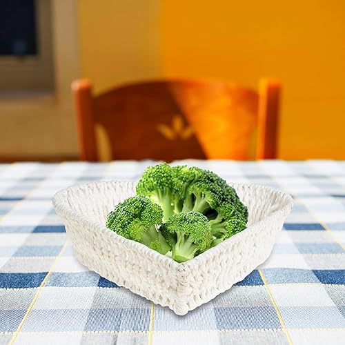 Miniatura 8 de Cabilock Cesta de aperitivos Cesta en forma de corazón Plato de fruta Pan de verduras Tazón de comida Bandeja de almacenamiento tejida de cuerda de