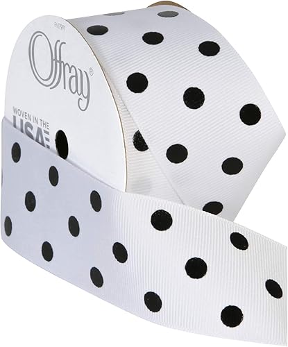 Miniatura 2 de Offray 978382 - Cinta para manualidades de puntos de 1.5 pulgadas de ancho, 3 yardas, patrón de lunares blancos y negros