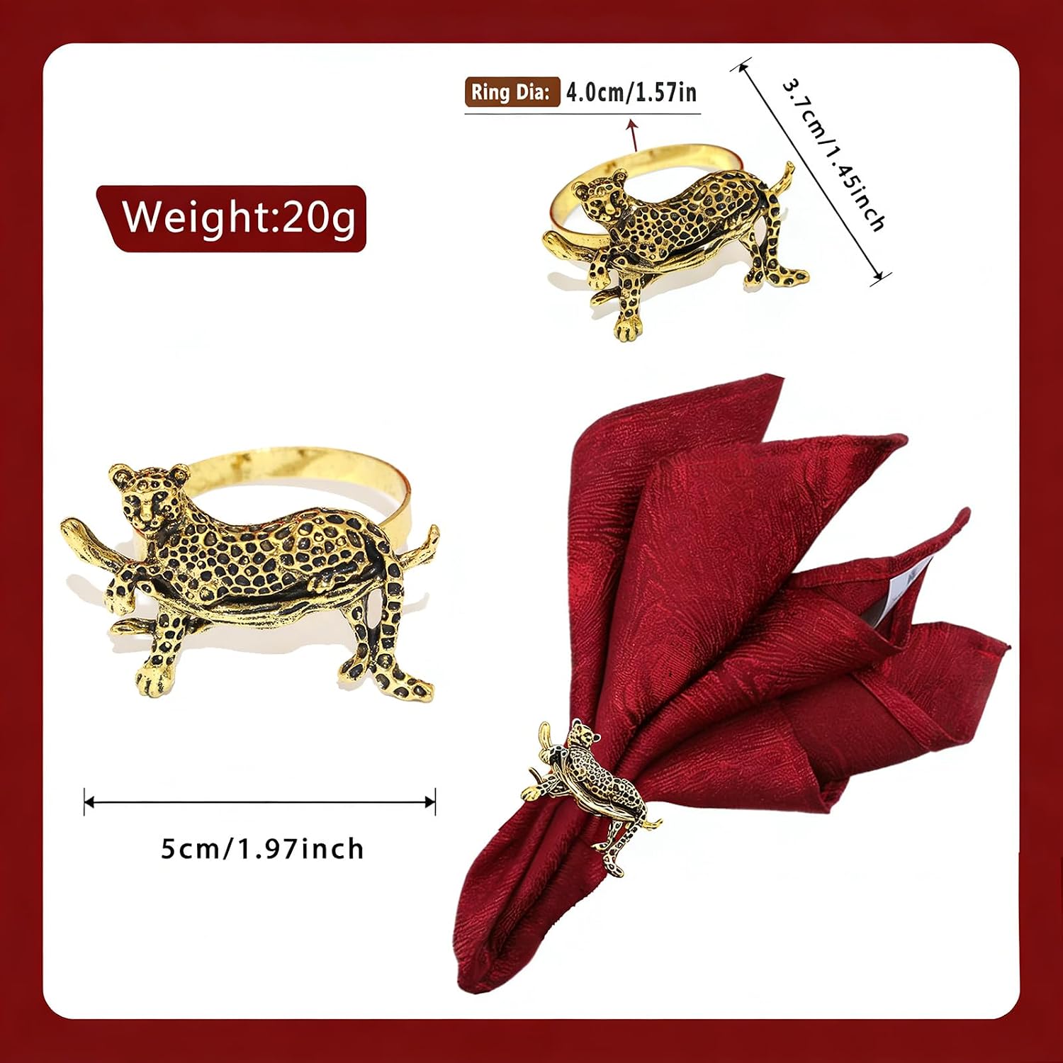 Leopard Napkin Rings Set of 12 Antique Gold Animal Napkin Holders for Christmas Halloween Safari Jungle Party Decor,Vintage Cheetah Napkin Ring for Baby Shower Fall Gatherings Table Setting