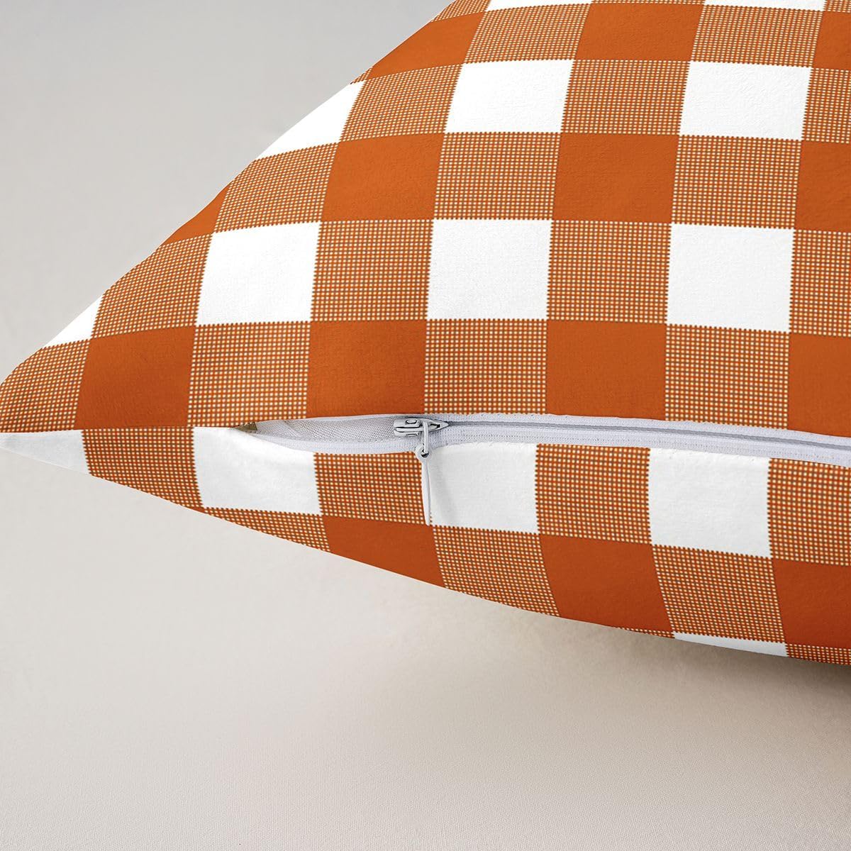 Homewish Rust Orange Gingham Throw Pillow Covers 16x16 Pack of 1 image 5