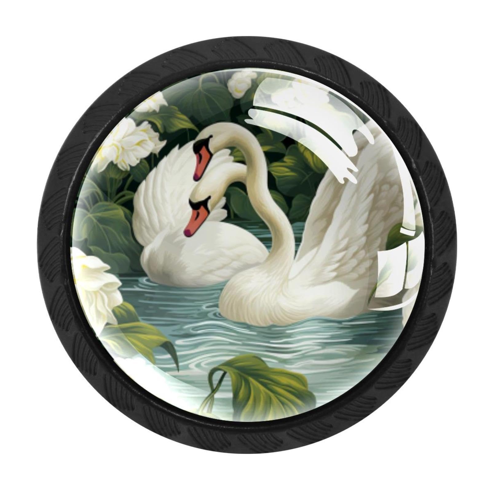 CHENZZZZ 4 Pack Cabinet Handles Swan Kitchen Drawer Pulls Furniture Door Handles for Cupboard Bedroom Wardrobe