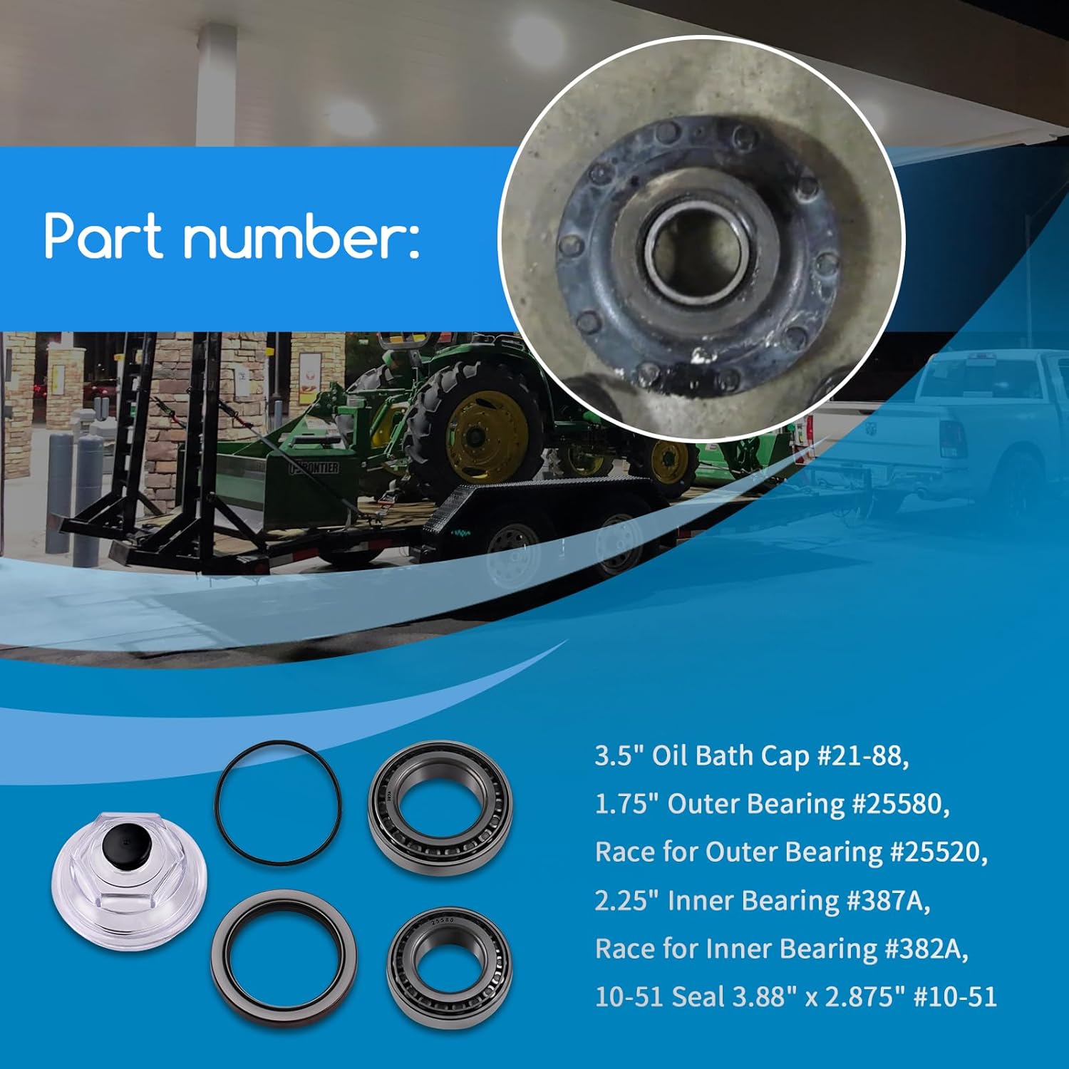Trailer Bearing Kit Compatible with Dexter 10K GD Axles After 2009 (Dexter Axle # D100G), Fits for Oil Bath Axles,Used with Drum 9-123, 430, 8-415 Series,12-1/4" x 3-3/8" Hub Drum Assembly