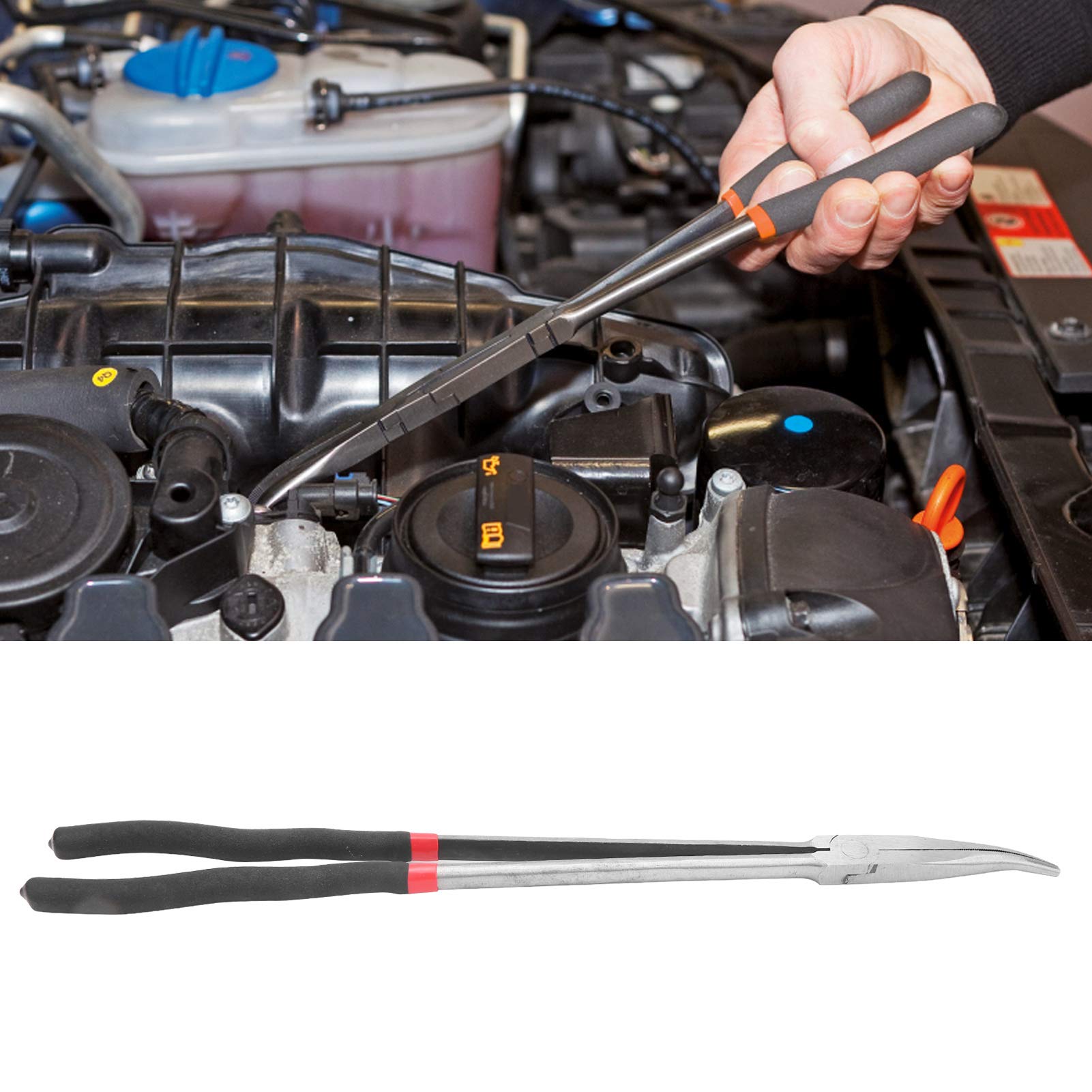 Professional Needle Nose Pliers, 40.6 cm Long Handle, Tool Steel Construction, Non-Slip Safety Grip, 25-Degree Angled Head - Image 2