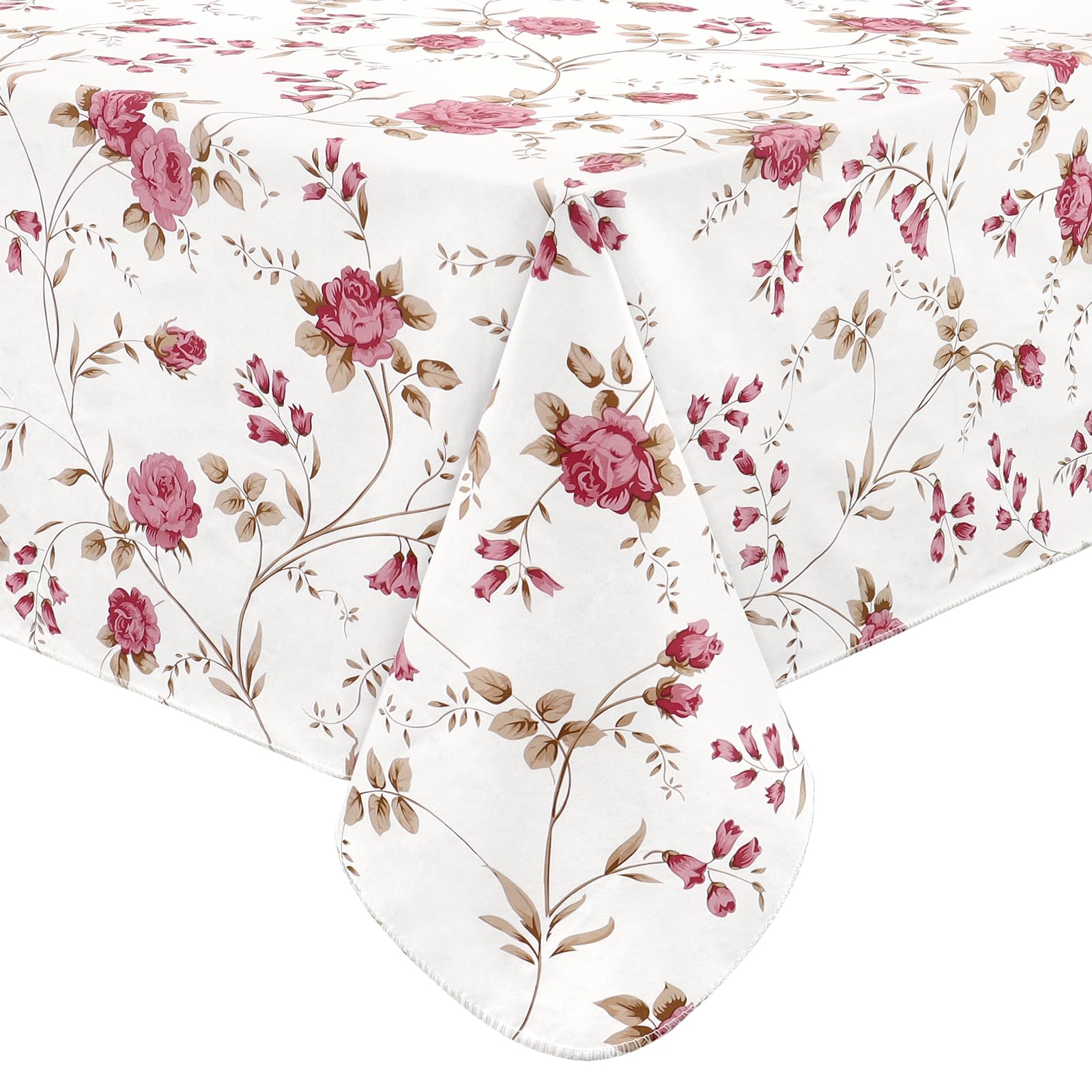 Dremisland Vinyl Tablecloth with Flannel Backing Waterproof Oil Proof Plastic Table Cloth Wipeable Rectangle Table Cover for Dinner Kitchen Picnic Party Indoor Outdoor, 60x84 Inch