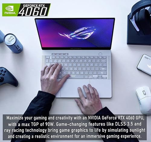 ASUS MUX ROG Zephyrus G14 14" OLED 120 Hz 3K (2880 x 1800) Ordinateur portable de jeu - AMD RYZEN 9 8945HS - NVIDIA GEFORCE RTX 4060-1TB SSD - Win 11 Home-W/Tapis de souris - 3