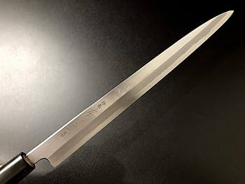 ふぐ引き包丁　柳包丁　青鋼　別鍛 堺一文字光秀 青鋼 紋鍛錬 ふぐ引き包丁 鞘付き