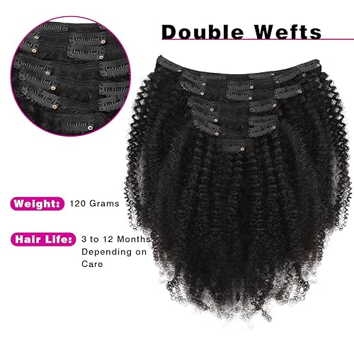Miniatura 5 de Sassina Extensiones de cabello humano de grado 8A con clip afro rizado 3C 4A sin costuras Real grueso clip en Extensiosn para afroamericanos 423oz 7