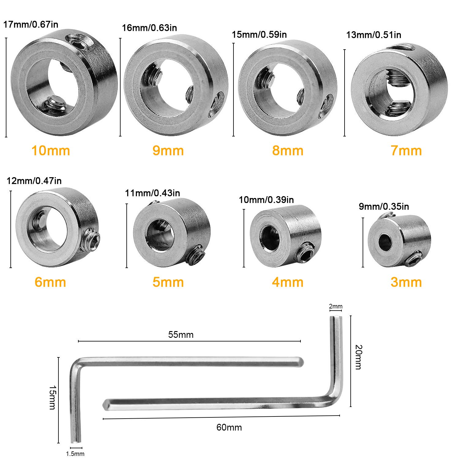 Set Di 16 Fermi Per Trapano Con Chiave Esagonale | Arresto Profondità 3-16mm - Foto 12