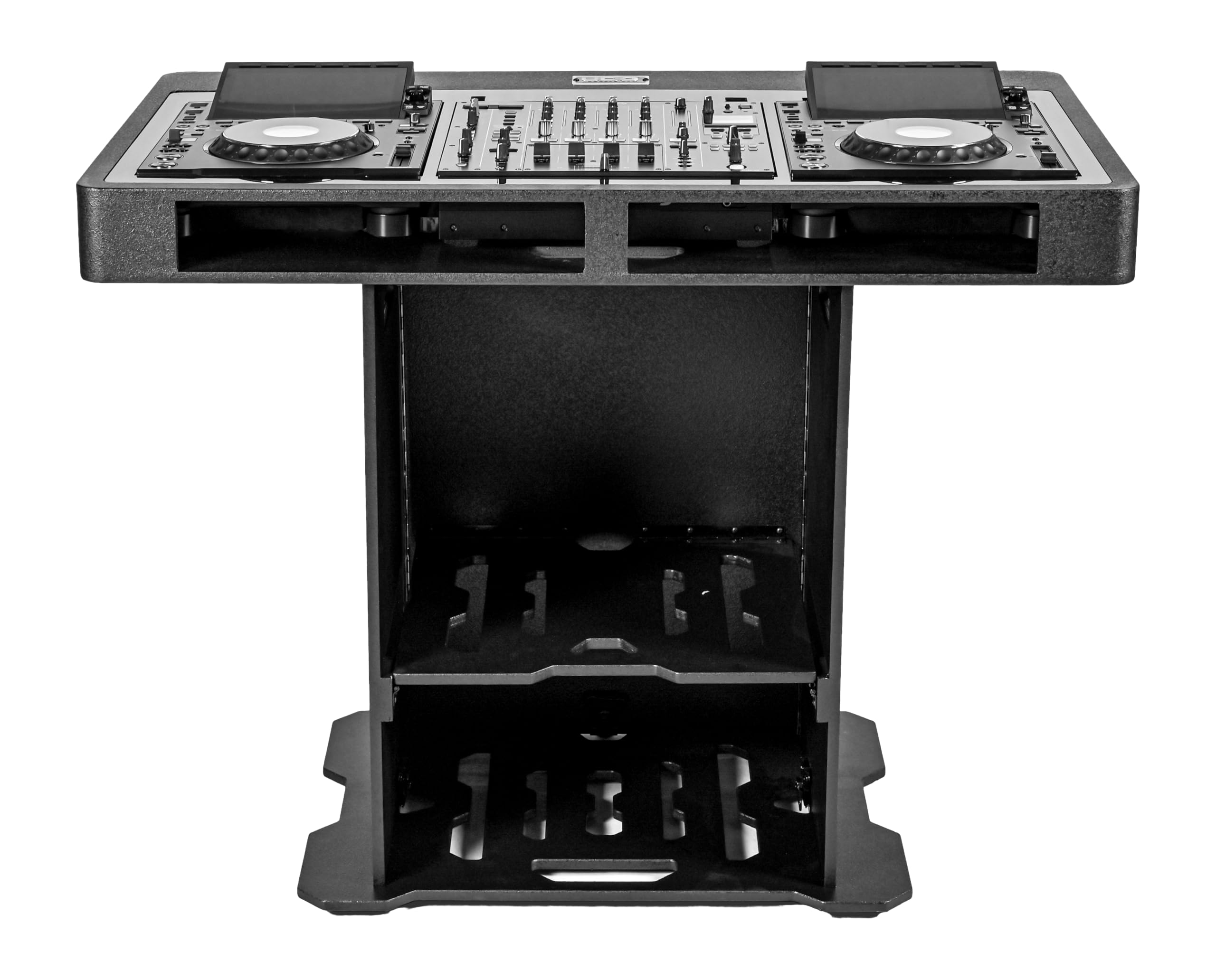 UDG Ultimate DJ Podium Workstation, Schwarz (U91106BL) | Hochwertiges modulares DJ-Podium für saubere professionelle Setups; robust, flexibel und einfach zu konfigurieren