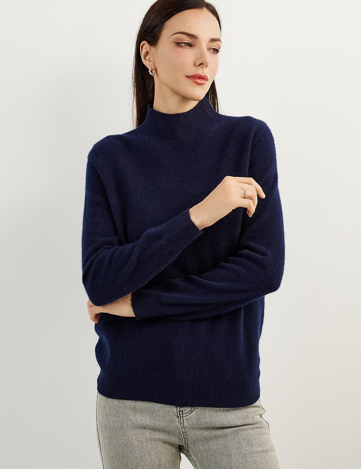 Chanyarn Women's 100% Pure Cashmere Sweater Mock Neck Long Sleeve Warm Leisure 2025 Fall Winter Knit Pullover - Image 4