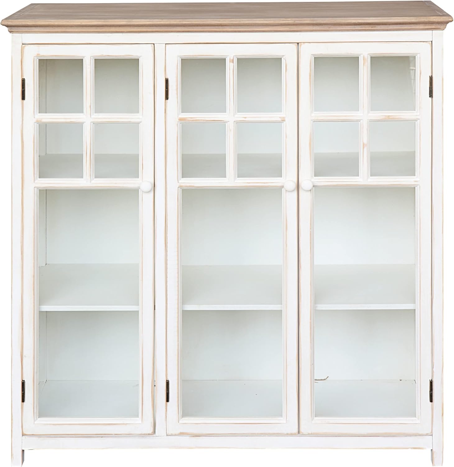 Cream Wood and Glass Freestanding Office Cabinet