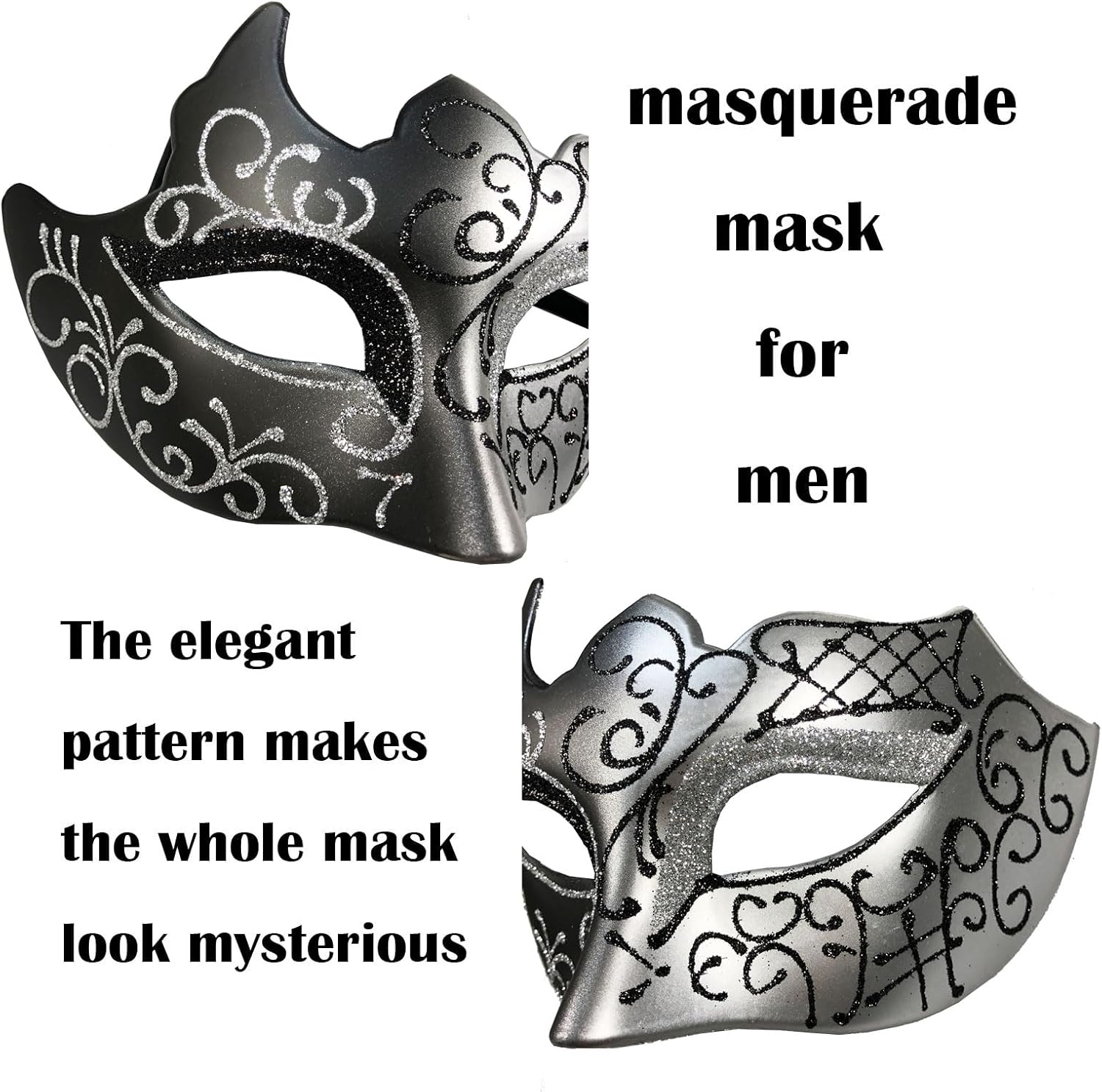 Masquerade Mask for Couple Mardi Gras Venetian Party Mask Set Halloween Costume Accessory - Image 5