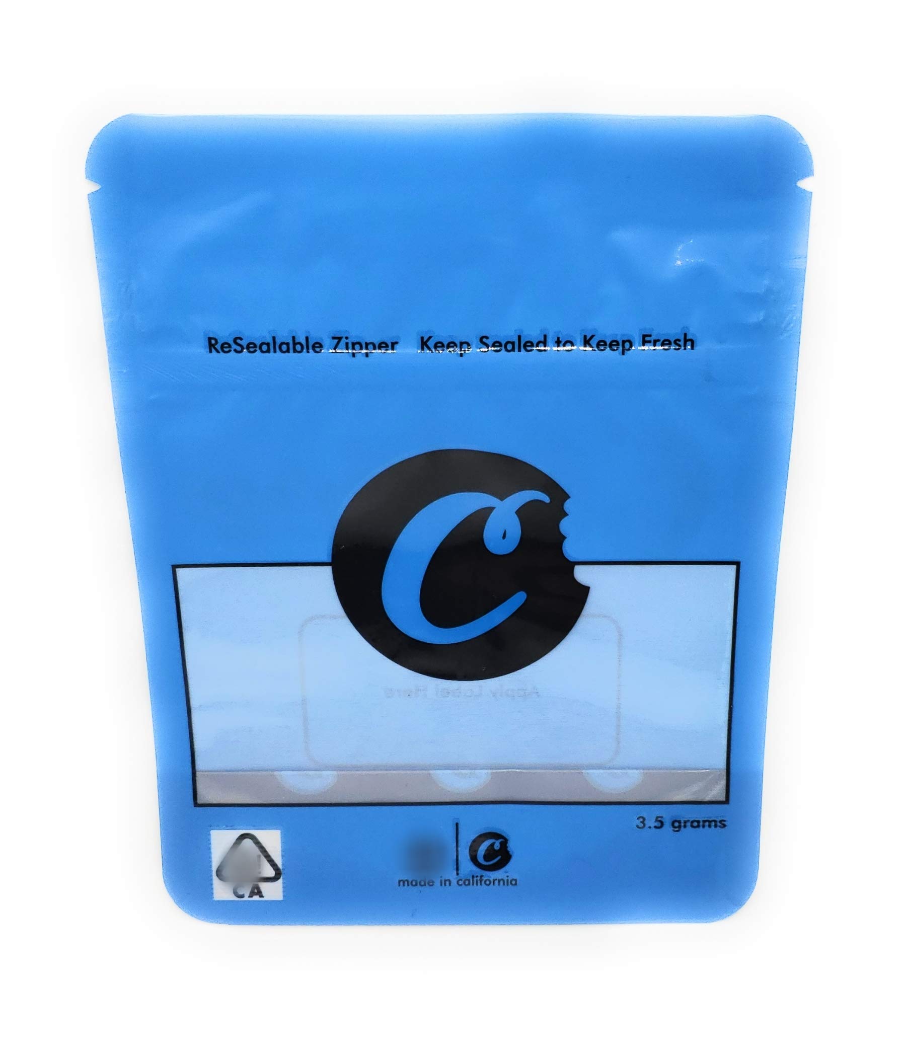 Cookies 3.5 Gram Mylar Bags, Premium, Heat Seal, Smell Proof, Child Proof, Resealable Zipper Storage Bags (50)