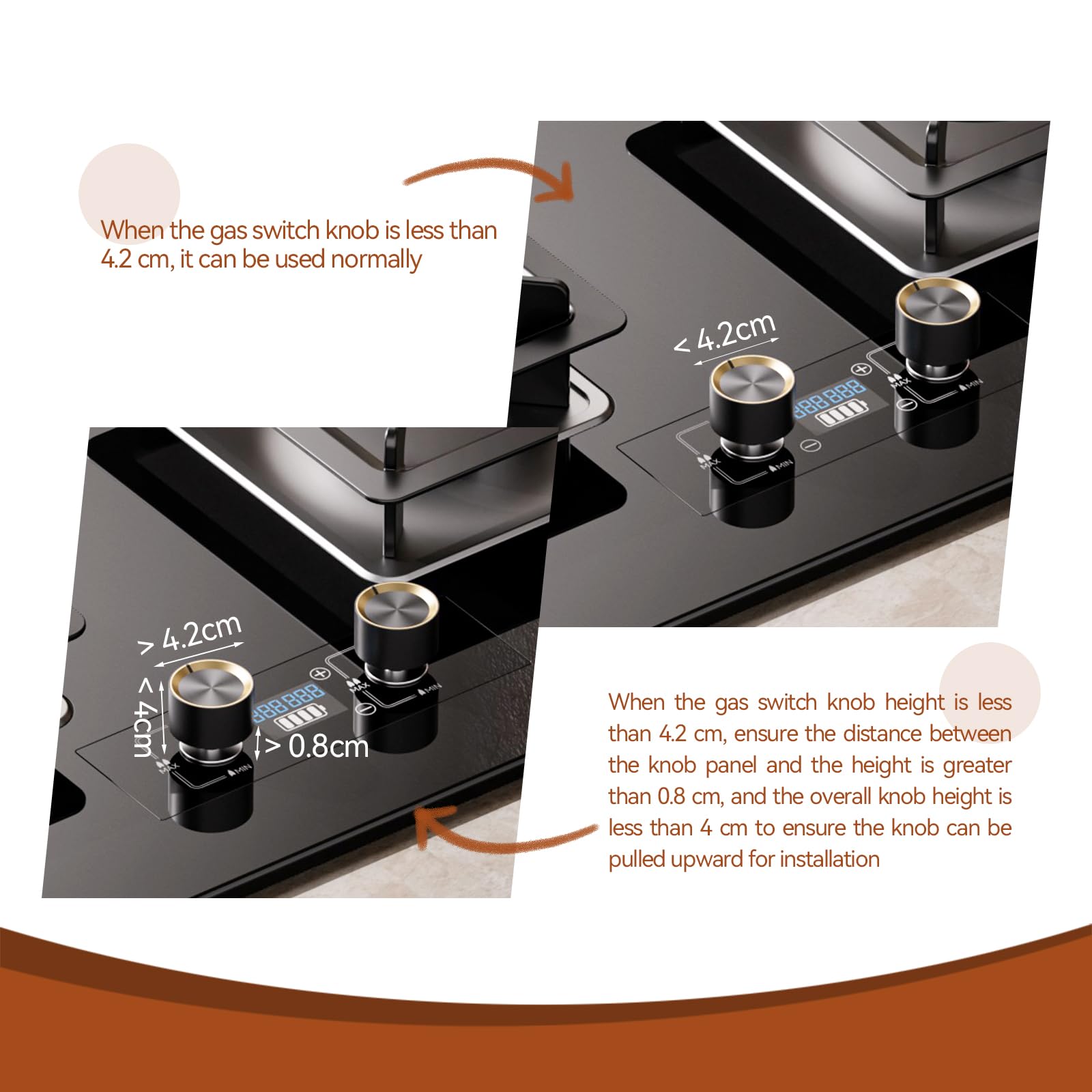 Cache-Boutons de Cuisinière Sécurité Enfant Autocollants Diamètre 4,9 cm Hauteur 4 cm Espacement 6,1 cm