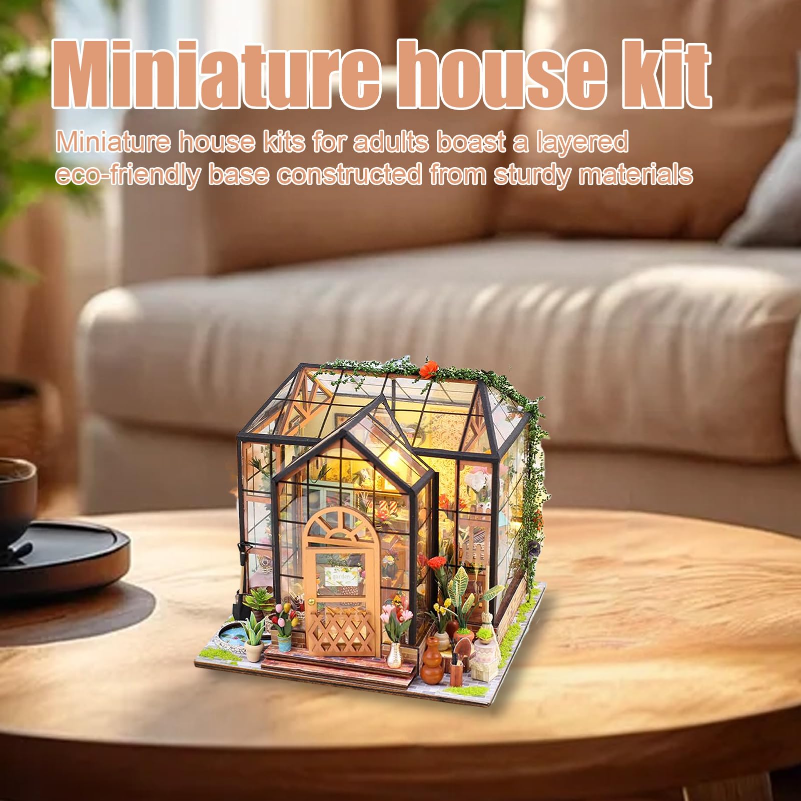 Kit Casa Miniatura Artigianale 3D Serra in Legno Puzzle DIY | Kit Costruzione Casette con Mobili e Colla per Utensili per Adulti Decorazione Artistica Stanza Artigianato Progetti