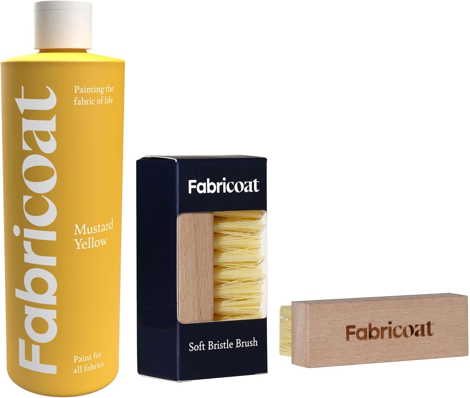 Fabricoat - Fabric Paint for Furniture 500ml (Mustard Yellow) + Soft Bristle Brush | Deep Cleans & Easily Lifts Dirt from Fabric and Upholstery | Restore or Change the Color of Couches, Chairs