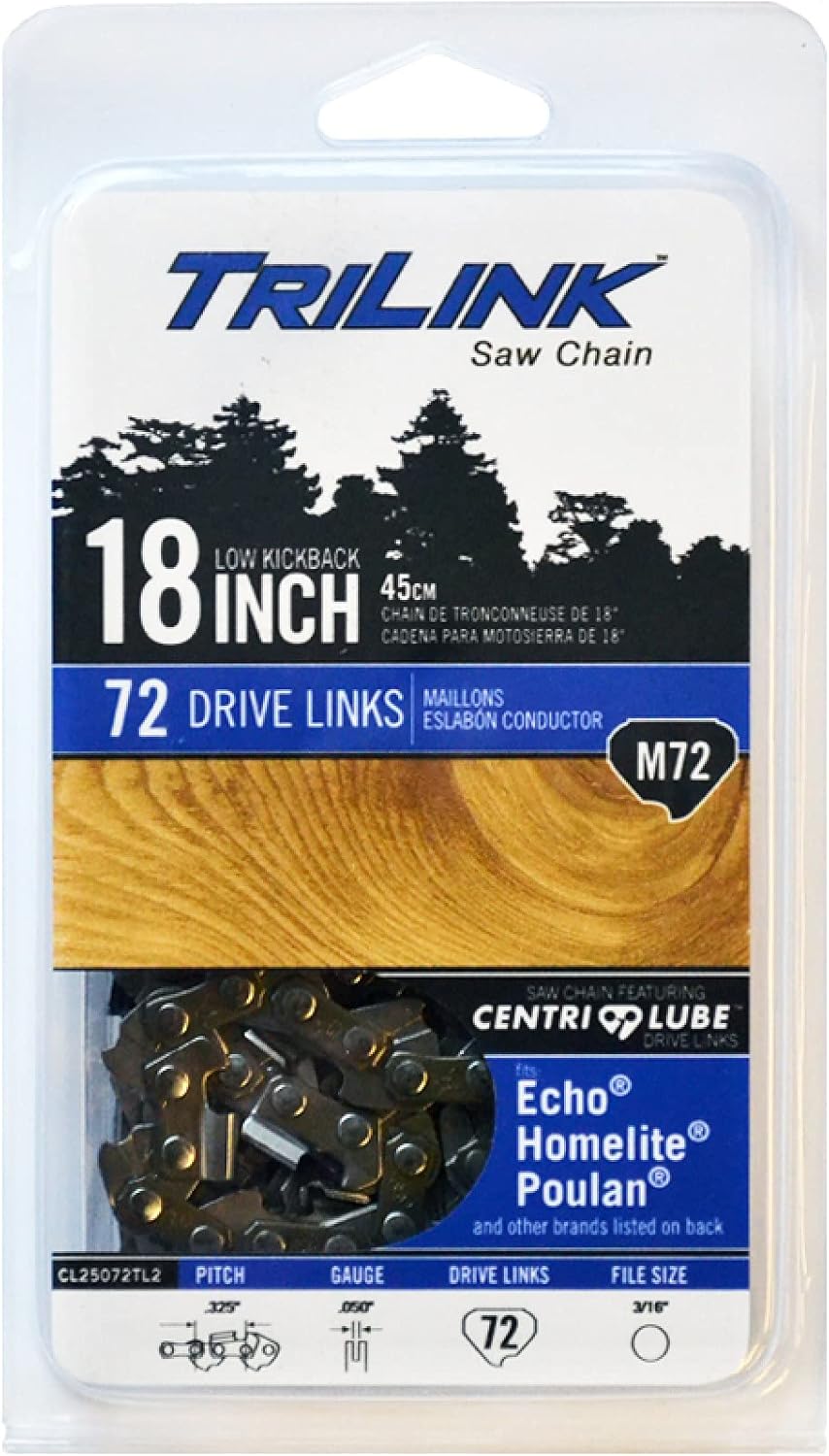 TriLink Saw Chain CL25072TL2 Chainsaw Chain .325 Semi-Chisel .050 72DL Compatible with/Replacement for McCulloch Mac 1846, 4600, 4700, 4900 Series, 5000, 5500, 1849AV, 2046AV, 2049AV H72-20BPX Chain