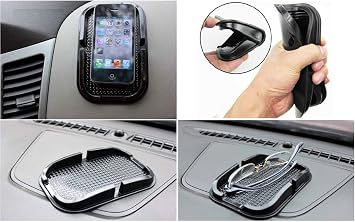 K-S-Trade Car Holder For Tecno Phantom X2 Pro Self-adhesive Rubber Car Mount For The Dashboard Desk Compatible With Tecno Phantom X2 Pro Cellphone Holder Mobile Phone Stand Anti-slip Mat Black 1x