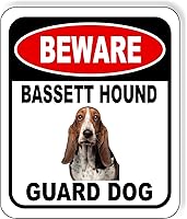 Vista 1 de BEWARE BASSETT HOUND GUARD DOG - Letrero compuesto de aluminio para exteriores, 8.5 x 10 pulgadas