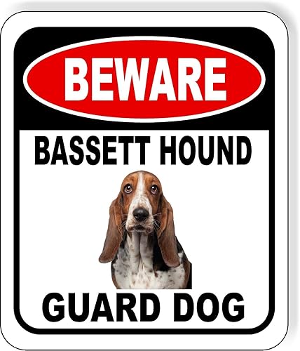 BEWARE BASSETT HOUND GUARD DOG - Letrero compuesto de aluminio para exteriores, 8.5 x 10 pulgadas