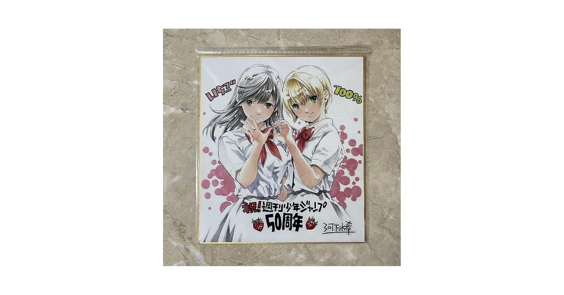 いちご100%　東城あやと西野司　河下 水希先生直筆サイン　色紙を複写する Amazon.co.jp: いちご100% 東城あやと西野司 河下 水希先生 複製