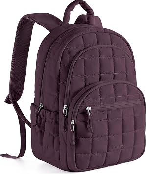 BAGSMART Travel Backpack for Women, 15.6" College Laptop Backpack, Grape | Fits 15.6" Laptop, Personal Carry-on Size with Trolley Sleeve, Quilted Style for College Nurse Teacher, Water-Resistant