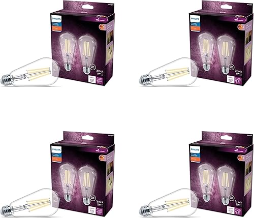 Miniatura 17 de Philips LED 60W ST19 - Paquete de 1 bombilla vintage Edison en espiral ámbar (2000 K) 400 lúmenes (6.5 W = 60 W) regulable sin parpadeo Ámbar