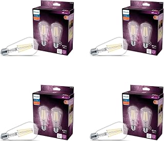 PHILIPS LED 75W ST19 8-Pack Vintage Edison Spiral Soft White (2700K) 800 Lumen (8W = 75W) Dimmable Frosted Flicker-Free Light Bulbs