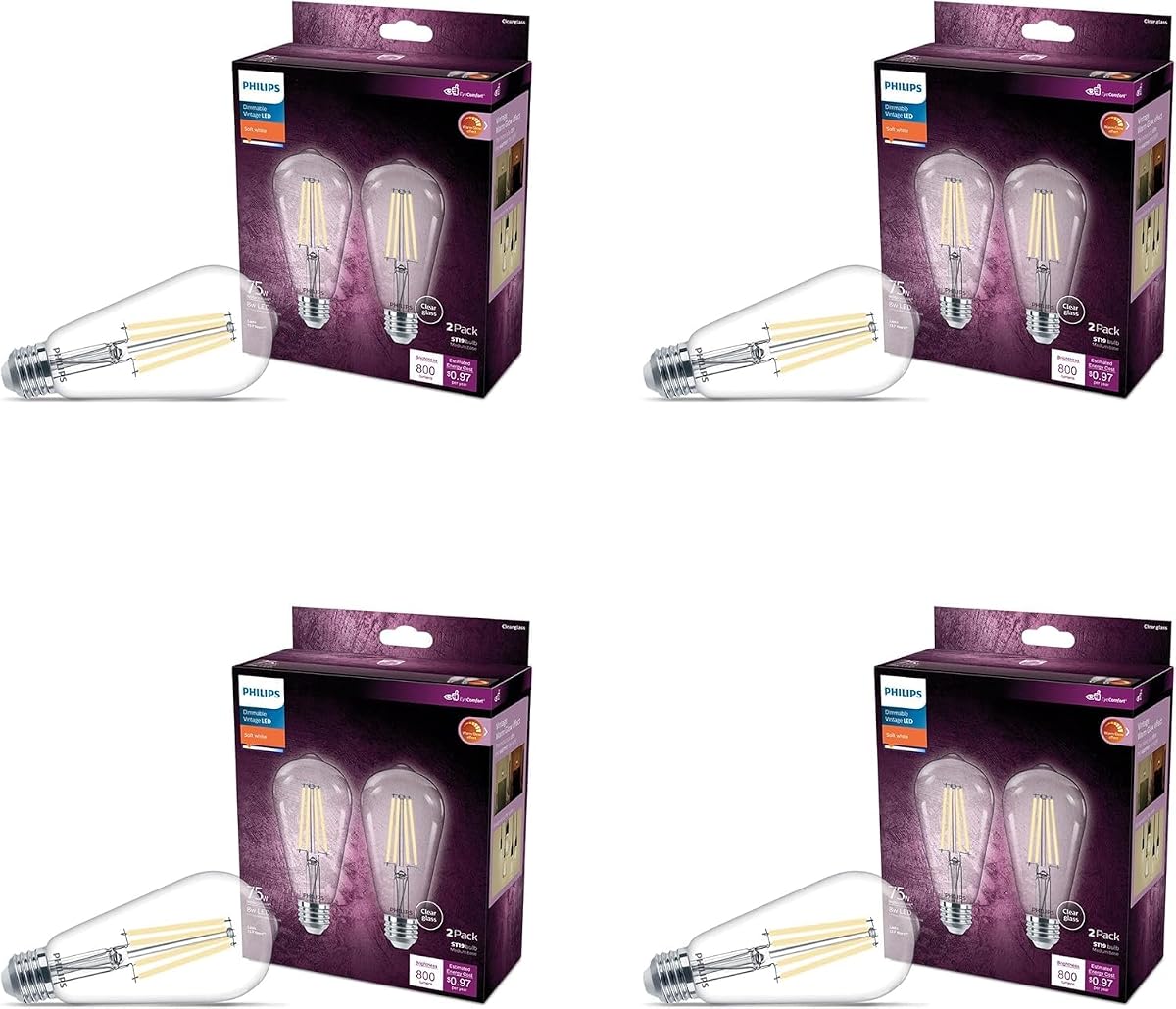 Philips Led Vintage Flicker-Free Clear Spiral St19 Bulb - Soft White 2700K - 4